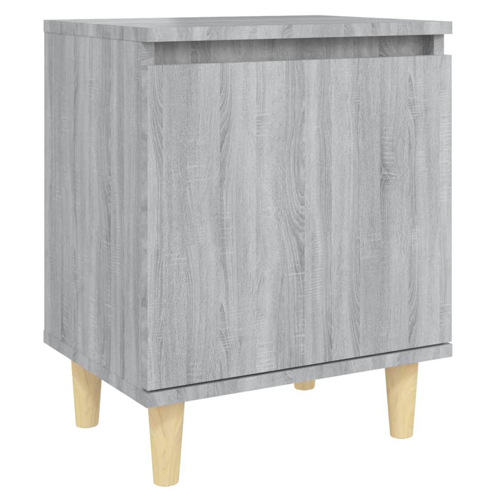 Κομοδίνο Γκρι Sonoma 40 x 30 x 50 εκ. με Μασίφ Ξύλινα Πόδια - Pakobazaar