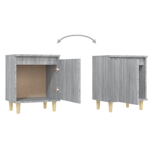 Κομοδίνο Γκρι Sonoma 40 x 30 x 50 εκ. με Μασίφ Ξύλινα Πόδια - Pakobazaar