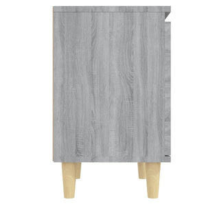 Κομοδίνο Γκρι Sonoma 40 x 30 x 50 εκ. με Μασίφ Ξύλινα Πόδια - Pakobazaar