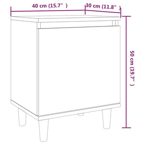 Κομοδίνο Γκρι Sonoma 40 x 30 x 50 εκ. με Μασίφ Ξύλινα Πόδια - Pakobazaar
