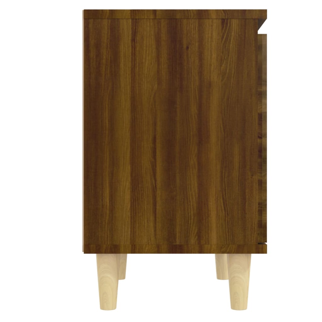 Κομοδίνο Καφέ Δρυς 40 x 30 x 50 εκ. με Μασίφ Ξύλινα Πόδια