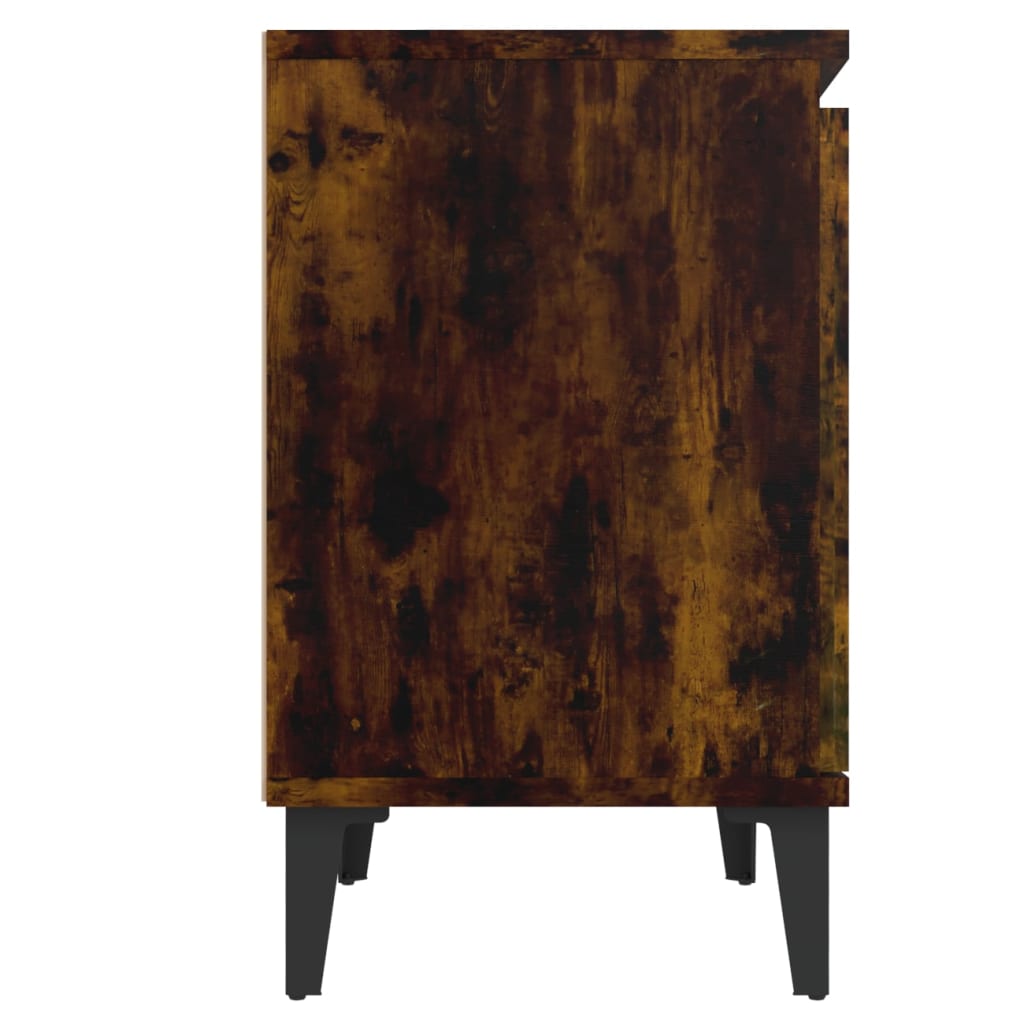 Κομοδίνα Καπνιστή Δρυς 40 x 30 x 50 εκ. με Μεταλλικά Πόδια