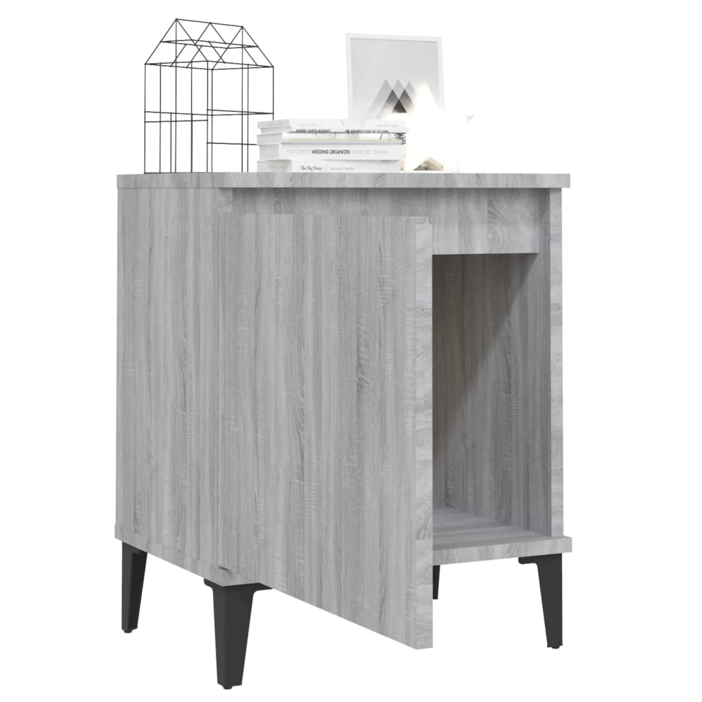 Κομοδίνο Γκρι Sonoma 40 x 30 x 50 εκ. με Μεταλλικά Πόδια - Pakobazaar