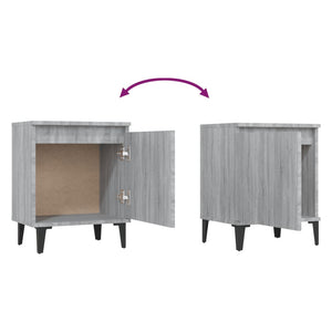 Κομοδίνο Γκρι Sonoma 40 x 30 x 50 εκ. με Μεταλλικά Πόδια - Pakobazaar