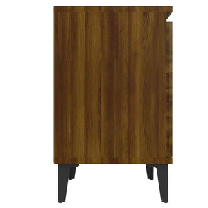 Κομοδίνα Καφέ Δρυς 40 x 30 x 50 εκ. με Μεταλλικά Πόδια