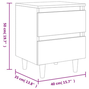 Κομοδίνα 2 τεμ. Καπνιστή Δρυς 40x35x50εκ. Μασίφ Ξύλινα Πόδια