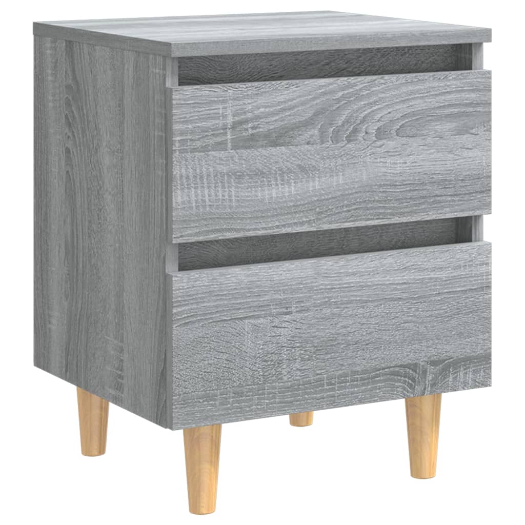 Κομοδίνο Γκρι Sonoma 40 x 35 x 50 εκ. με Μασίφ Ξύλινα Πόδια