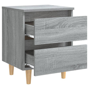 Κομοδίνο Γκρι Sonoma 40 x 35 x 50 εκ. με Μασίφ Ξύλινα Πόδια