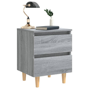 Κομοδίνο Γκρι Sonoma 40 x 35 x 50 εκ. με Μασίφ Ξύλινα Πόδια