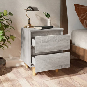 Κομοδίνο Γκρι Sonoma 40 x 35 x 50 εκ. με Μασίφ Ξύλινα Πόδια