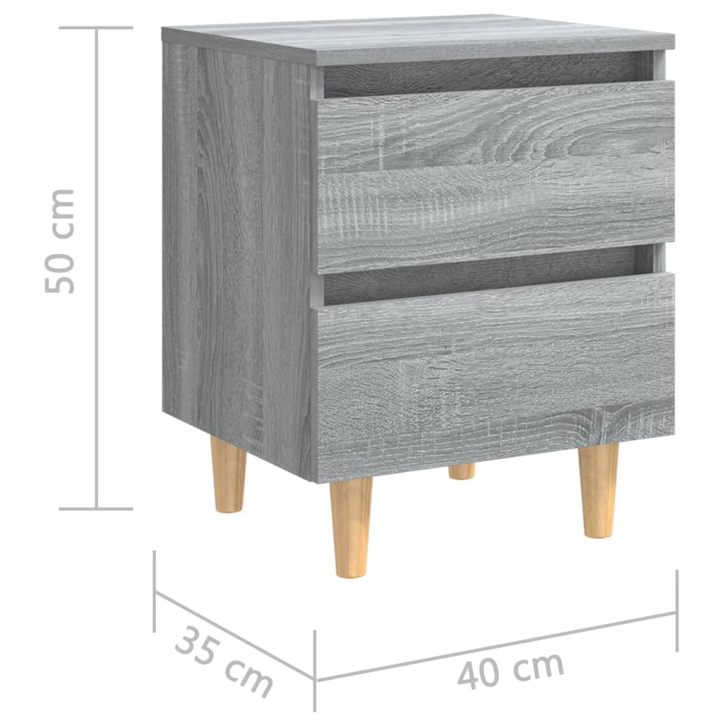 Κομοδίνο Γκρι Sonoma 40 x 35 x 50 εκ. με Μασίφ Ξύλινα Πόδια