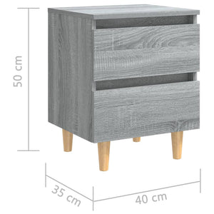 Κομοδίνο Γκρι Sonoma 40 x 35 x 50 εκ. με Μασίφ Ξύλινα Πόδια