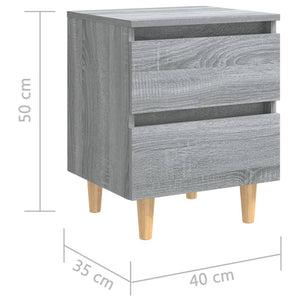 Κομοδίνα 2 τεμ. Γκρι Sonoma 40x35x50 εκ. με Μασίφ Ξύλινα Πόδια