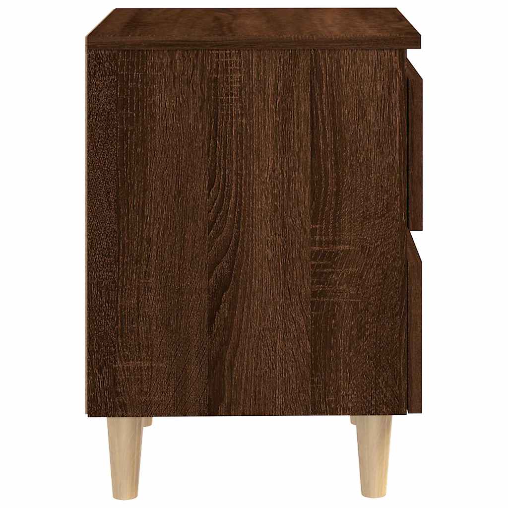 Κομοδίνο Καφέ Δρυς 40 x 35 x 50 εκ. με Μασίφ Ξύλινα Πόδια