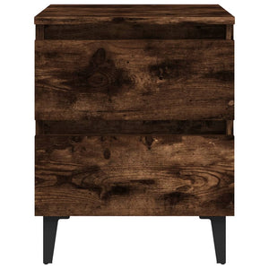 Κομοδίνο Καπνιστή Δρυς 40 x 35 x 50 εκ. με Μεταλλικά Πόδια