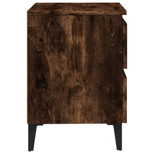 Κομοδίνο Καπνιστή Δρυς 40 x 35 x 50 εκ. με Μεταλλικά Πόδια