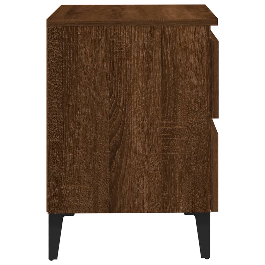 Κομοδίνο Καφέ Δρυς 40 x 35 x 50 εκ. με Μεταλλικά Πόδια - Pakobazaar