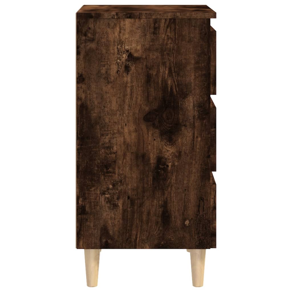 Κομοδίνο Καπνιστή Δρυς 40 x 35 x 69 εκ. με Μασίφ Ξύλινα Πόδια - Pakobazaar
