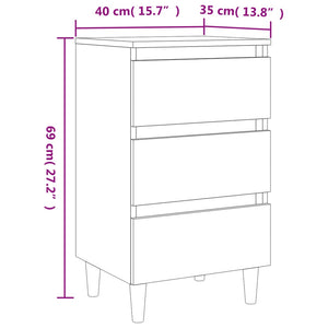 Κομοδίνο Καπνιστή Δρυς 40 x 35 x 69 εκ. με Μασίφ Ξύλινα Πόδια - Pakobazaar