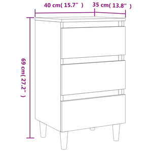 Κομοδίνα 2 τεμ. Καπνιστή Δρυς 40x35x69 εκ. Μασίφ Ξύλινα Πόδια