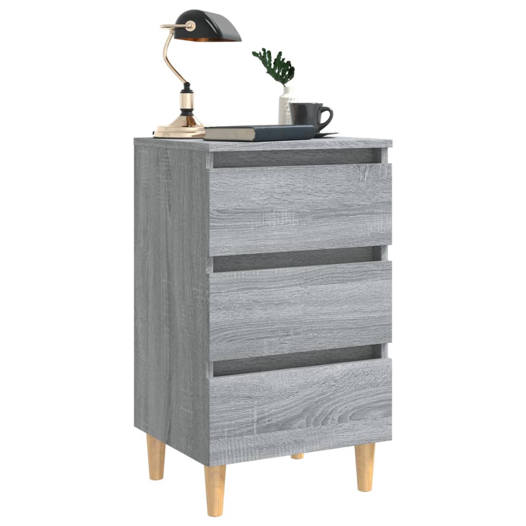 Κομοδίνο Γκρι Sonoma 40 x 35 x 69 εκ. με Μασίφ Ξύλινα Πόδια