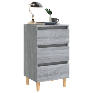 Κομοδίνο Γκρι Sonoma 40 x 35 x 69 εκ. με Μασίφ Ξύλινα Πόδια