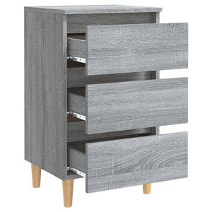 Κομοδίνο Γκρι Sonoma 40 x 35 x 69 εκ. με Μασίφ Ξύλινα Πόδια