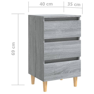 Κομοδίνο Γκρι Sonoma 40 x 35 x 69 εκ. με Μασίφ Ξύλινα Πόδια