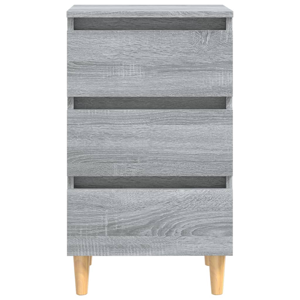 Κομοδίνα 2 τεμ. Γκρι Sonoma 40x35x69 εκ. με Μασίφ Ξύλινα Πόδια