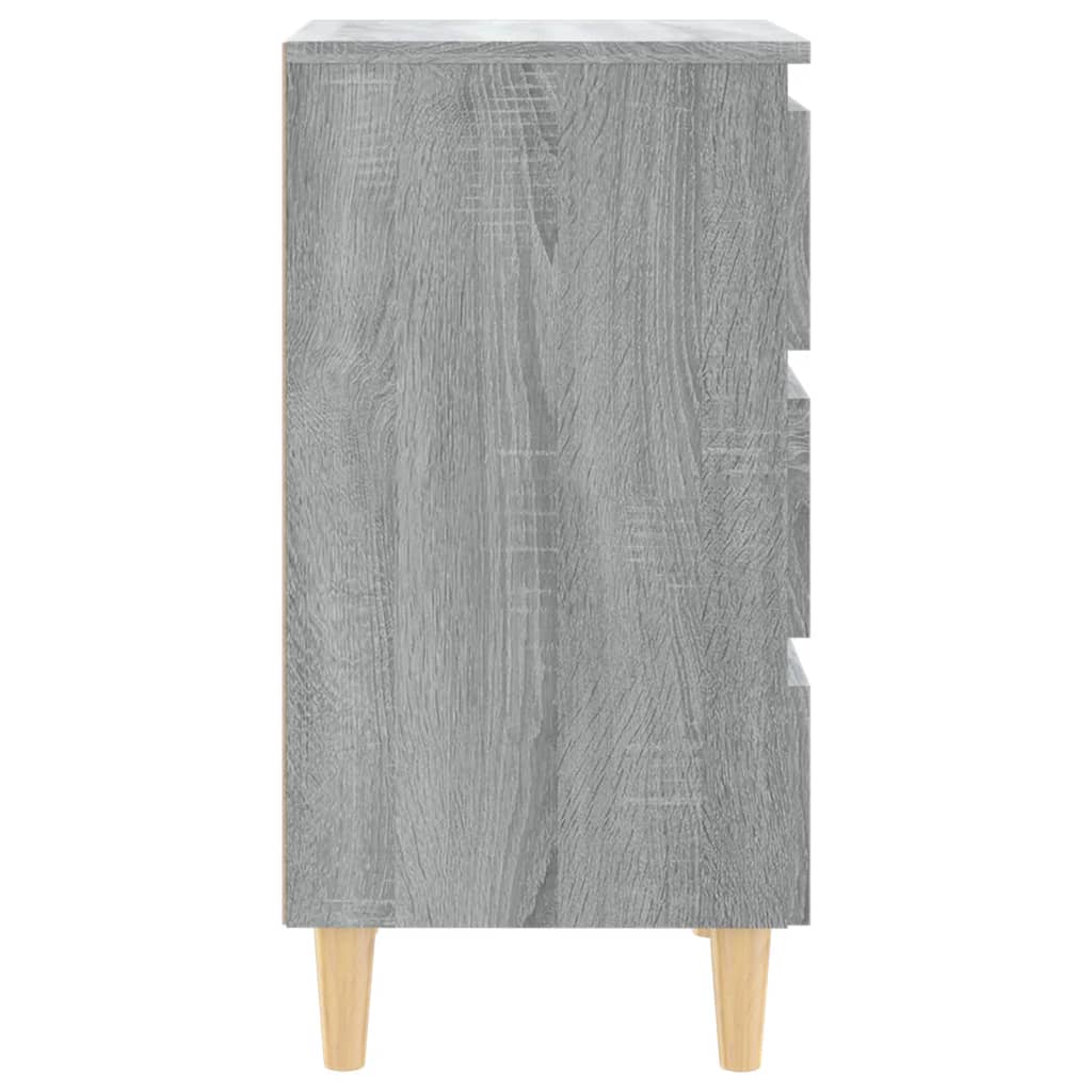 Κομοδίνα 2 τεμ. Γκρι Sonoma 40x35x69 εκ. με Μασίφ Ξύλινα Πόδια