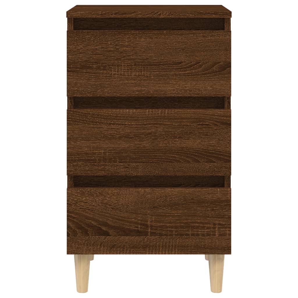 Κομοδίνο Καφέ Δρυς 40 x 35 x 69 εκ. με Μασίφ Ξύλινα Πόδια