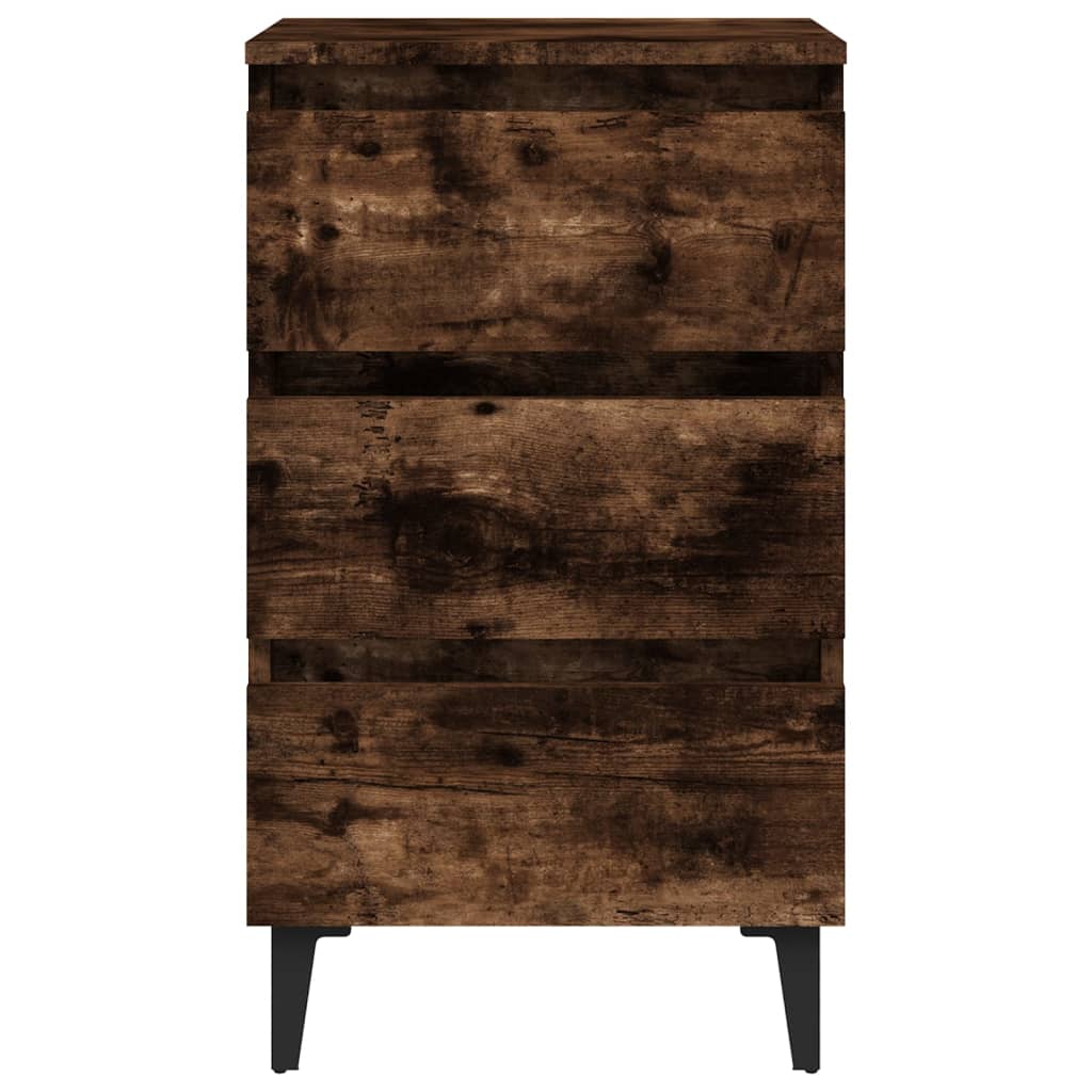 Κομοδίνα 2 τεμ. Καπνιστή Δρυς 40x35x69 εκ. με Μεταλλικά Πόδια