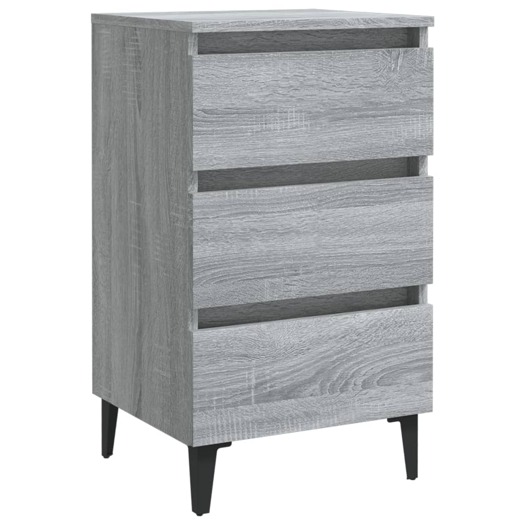 Κομοδίνα 2 τεμ. Γκρι Sonoma 40 x 35 x 69 εκ. με Μεταλλικά Πόδια