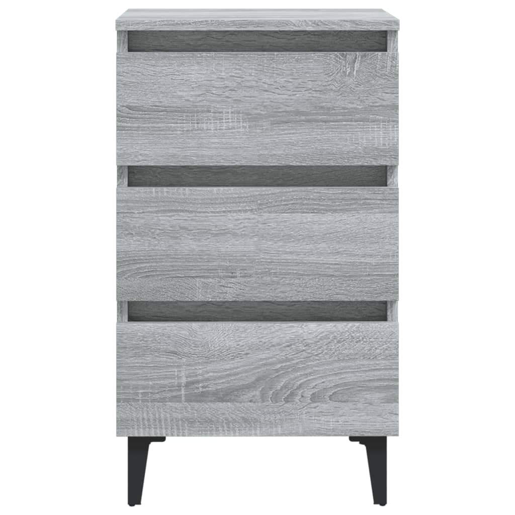 Κομοδίνα 2 τεμ. Γκρι Sonoma 40 x 35 x 69 εκ. με Μεταλλικά Πόδια