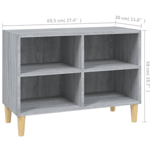 Έπιπλο Τηλεόρασης Γκρι Sonoma 69,5x30x50εκ & Μασίφ Ξύλινα Πόδια