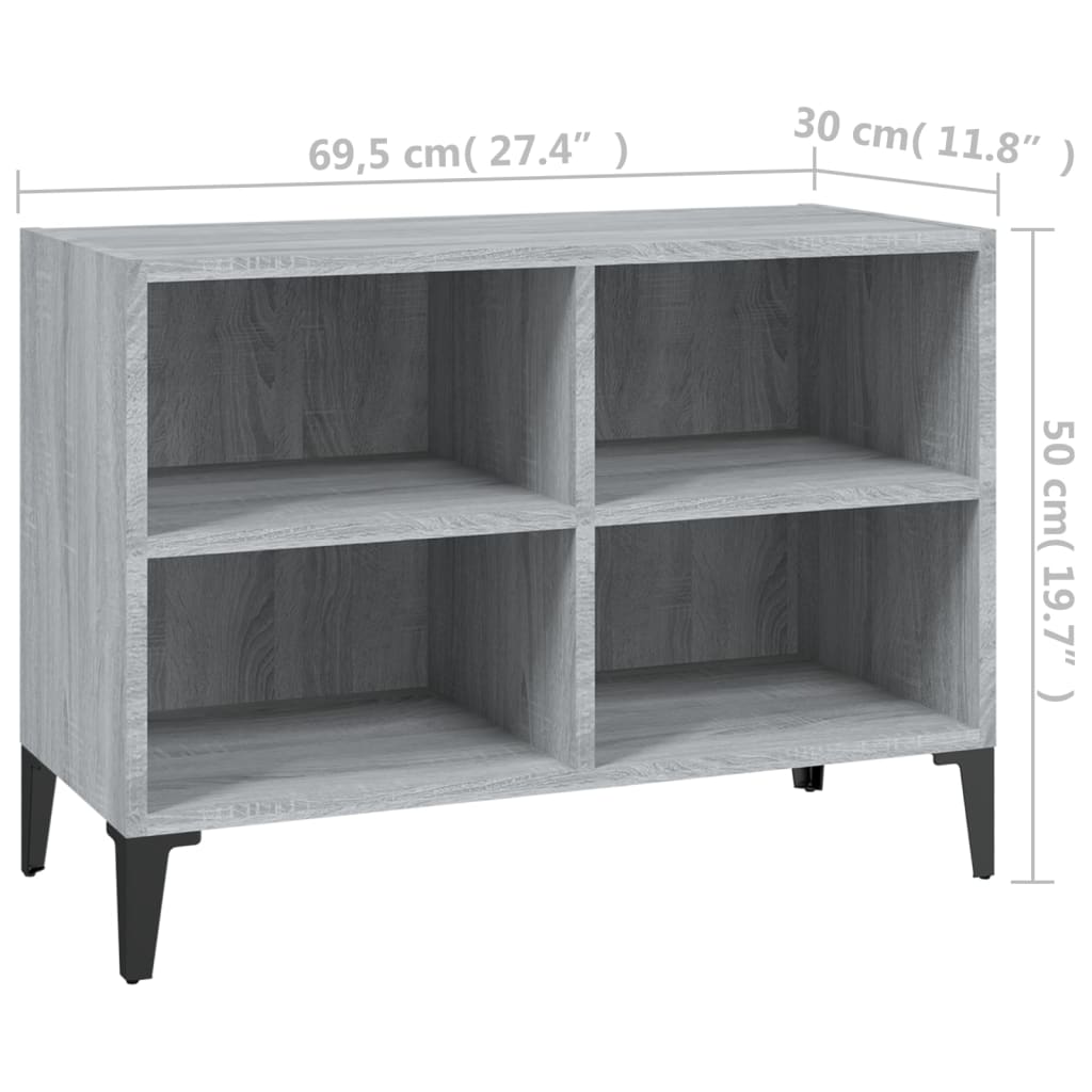Έπιπλο Τηλεόρασης Γκρι Sonoma 69,5x30x50 εκ. με Μεταλλικά Πόδια