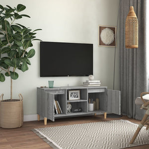 Έπιπλο Τηλεόρασης Γκρι Sonoma 103,5x35x50 εκ Μασίφ Ξύλινα Πόδια