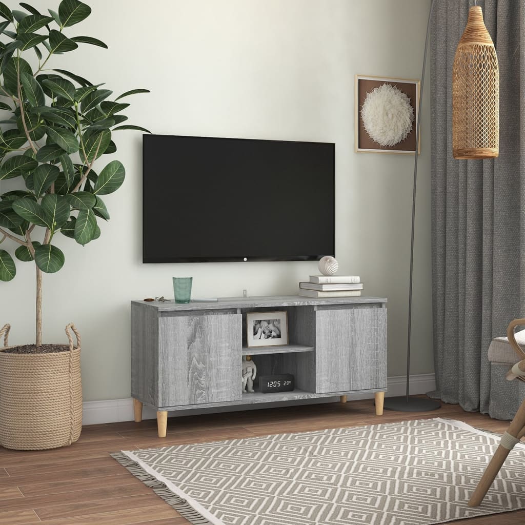Έπιπλο Τηλεόρασης Γκρι Sonoma 103,5x35x50 εκ Μασίφ Ξύλινα Πόδια
