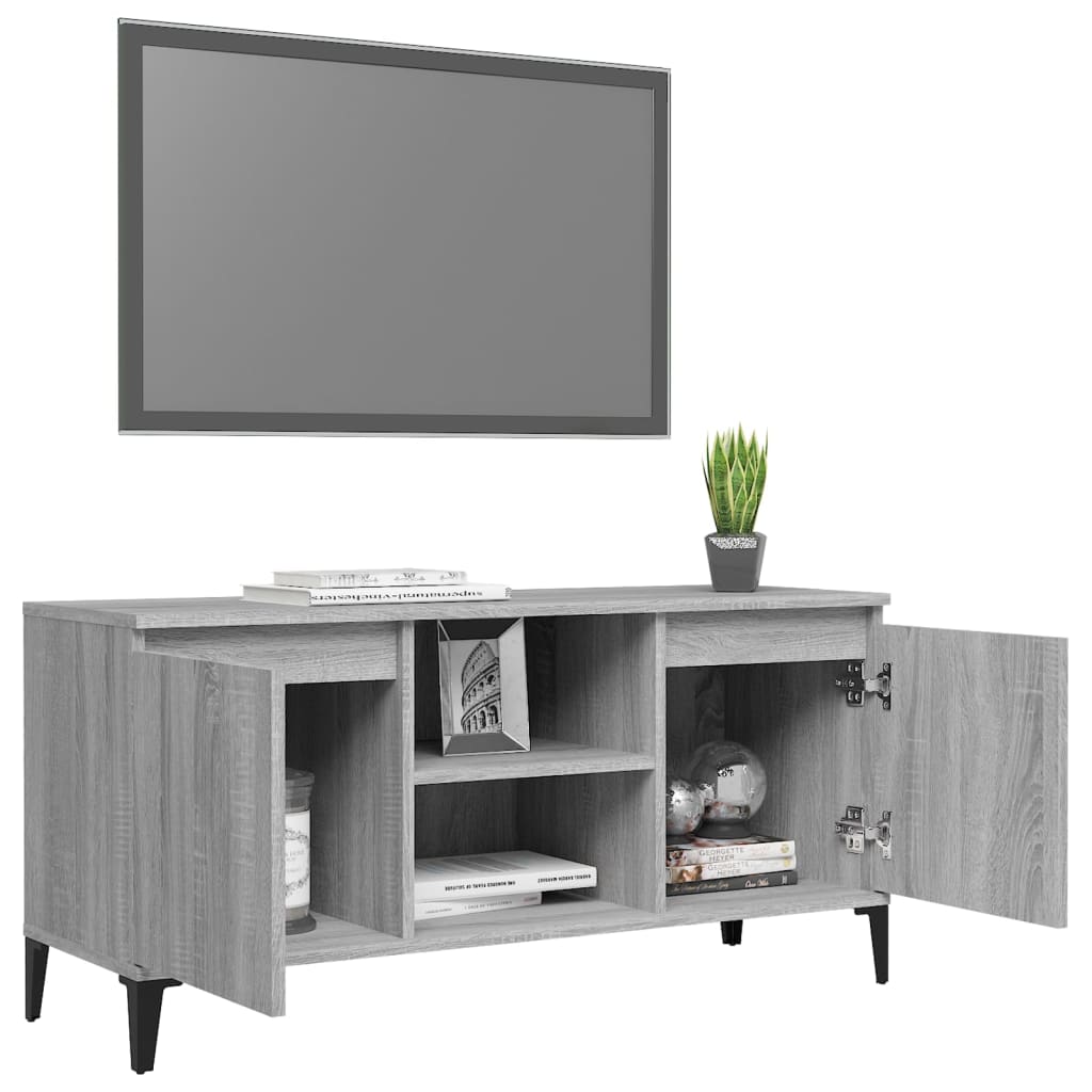 Έπιπλο Τηλεόρασης Γκρι Sonoma 103,5x35x50 εκ. Μεταλλικά Πόδια