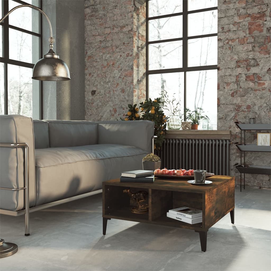 Τραπεζάκι Σαλονιού Καπνιστή Δρυς 60x60x30 εκ. από Μοριοσανίδα