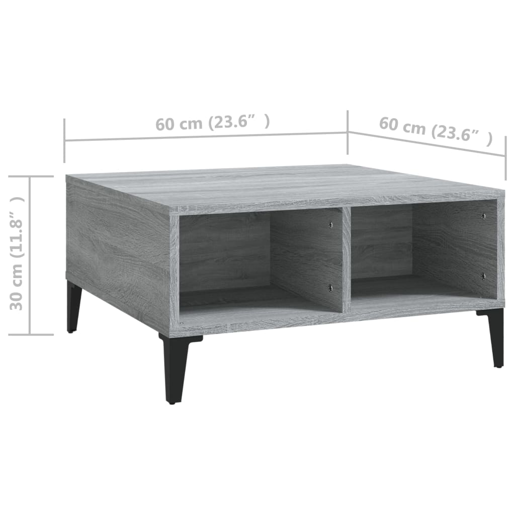 Τραπεζάκι Σαλονιού Γκρι Sonoma 60 x 60 x 30 εκ. από Επεξ. Ξύλο