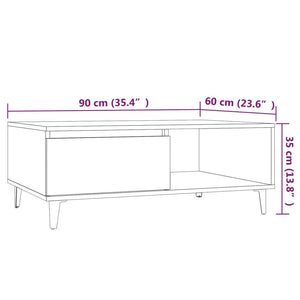 Τραπεζάκι Σαλονιού Γκρι Sonoma 90x60x35 εκ. Επεξεργασμένο Ξύλο