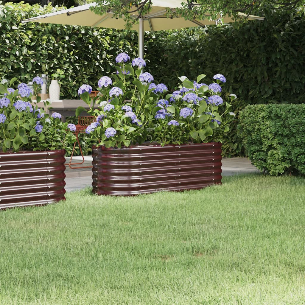 Ζαρντινιέρα Υπερυψωμένη Καφέ 114x40x36 εκ. Γαλβανισμένος χάλυβας