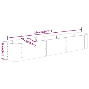Ζαρντινιέρα Καφέ 224x40x36 εκ. Γαλβανισμένος χάλυβας
