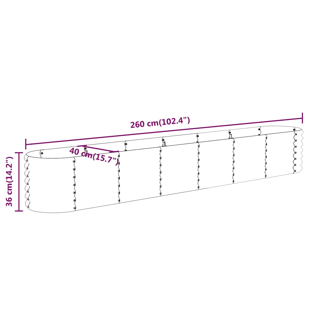 Ζαρντινιέρα Ανθρακί 260x40x36 εκ Γαλβανισμένος χάλυβας