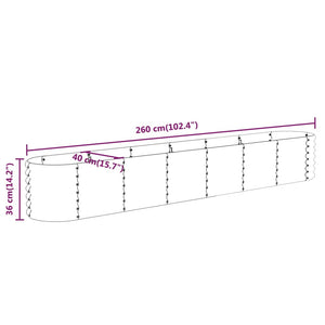 Ζαρντινιέρα Ασημί 260x40x36 εκ. Γαλβανισμένος χάλυβας