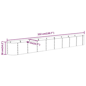 Ζαρντινιέρα Γκρι 332x40x36 εκ. Γαλβανισμένος χάλυβας