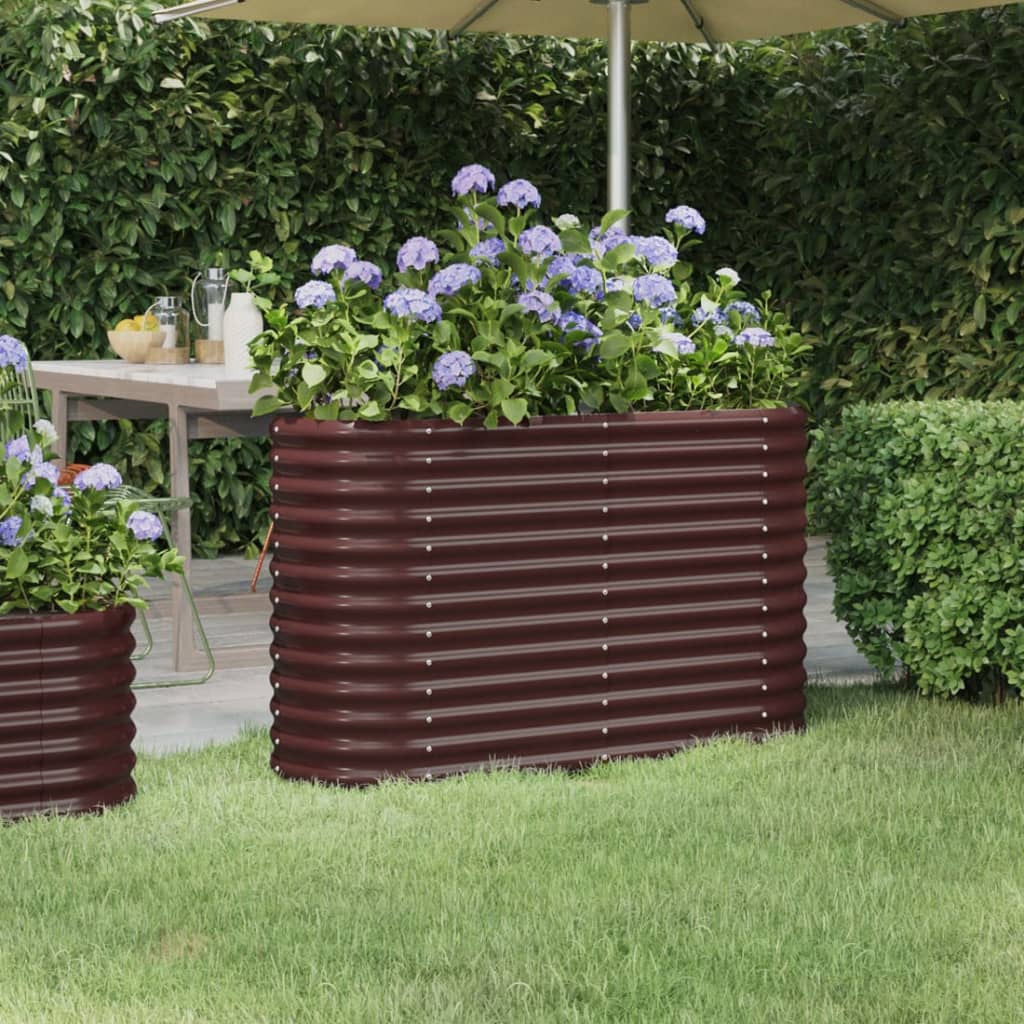 Ζαρντινιέρα Καφέ 114x40x68 εκ. Γαλβανισμένος χάλυβας