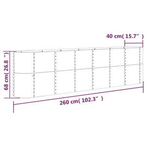 Ζαρντινιέρα Ασημί 260x40x68 εκ. Γαλβανισμένος χάλυβας