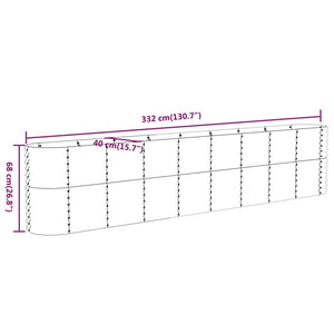 Ζαρντινιέρα Ασημί 332x40x68 εκ. Γαλβανισμένος χάλυβας